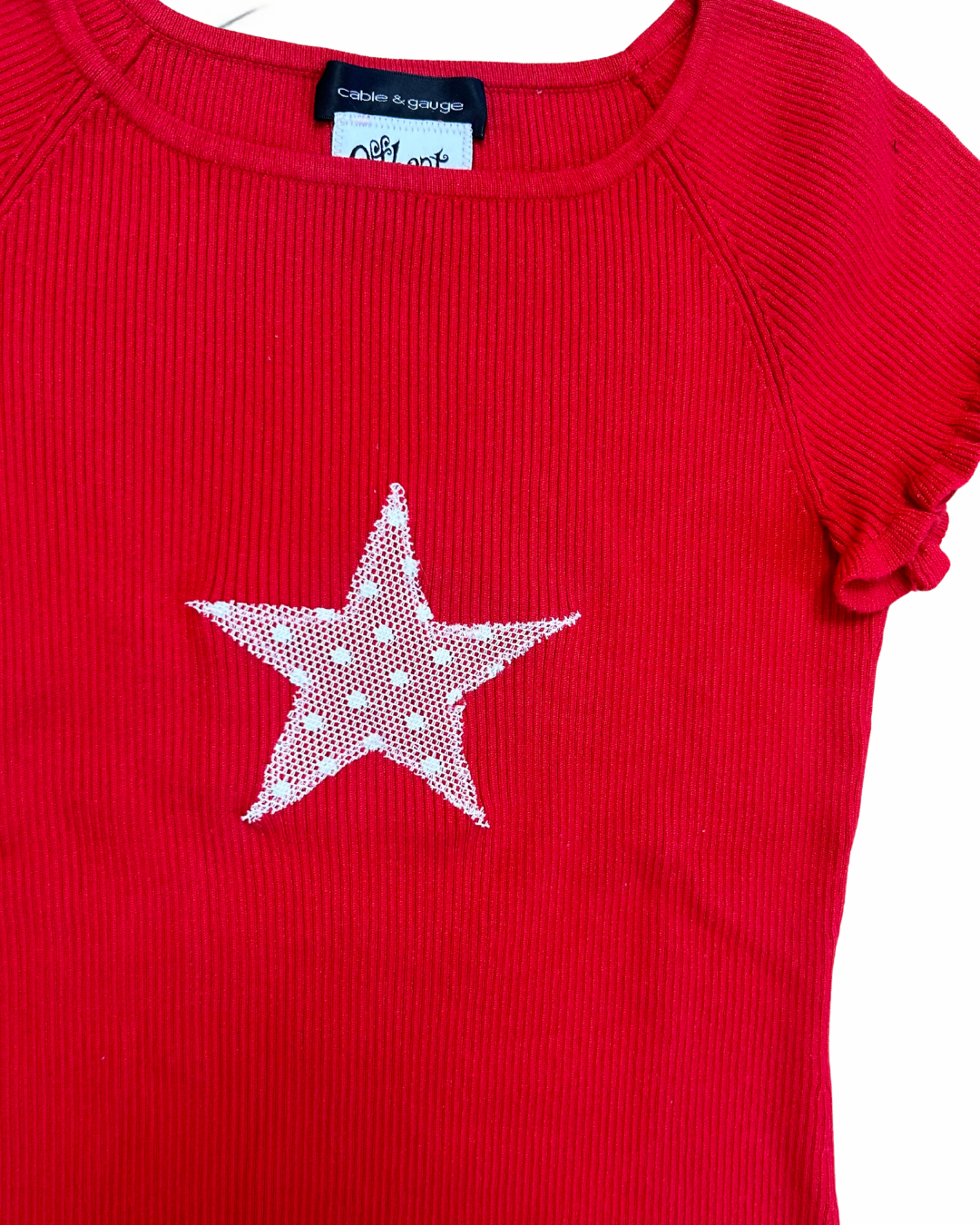 cherry ribbed tee
