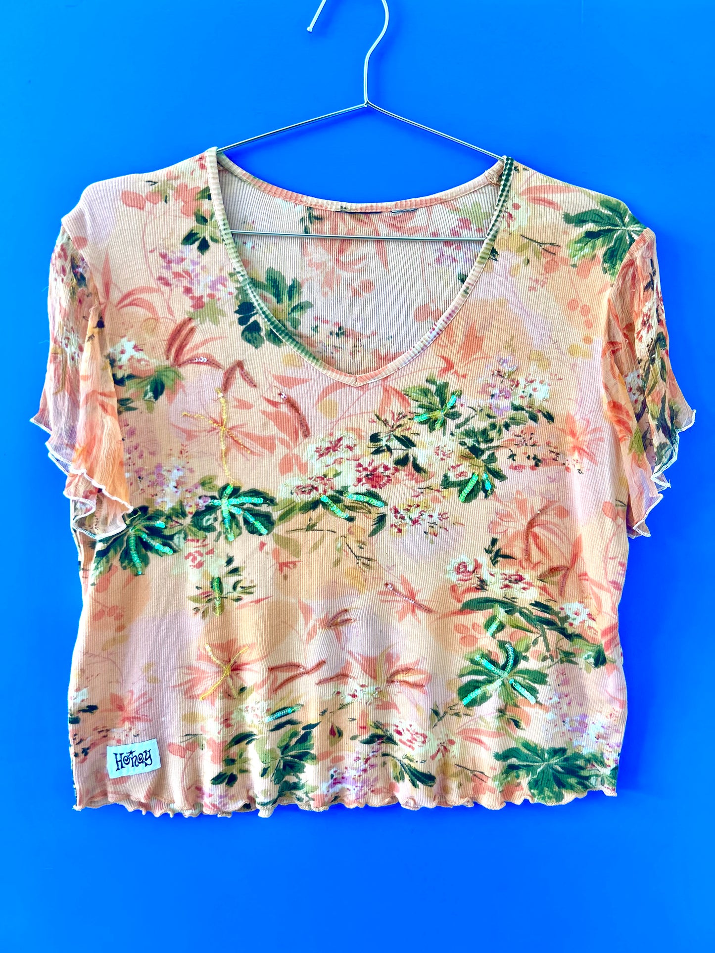 peach beaded top