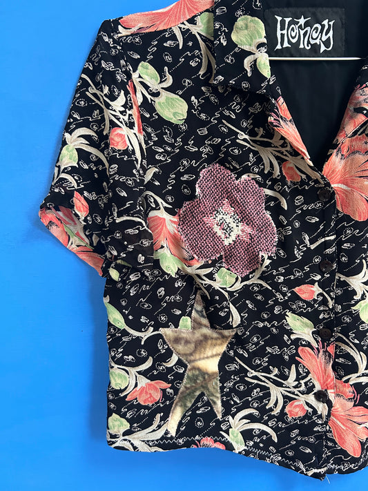 floral patched blouse