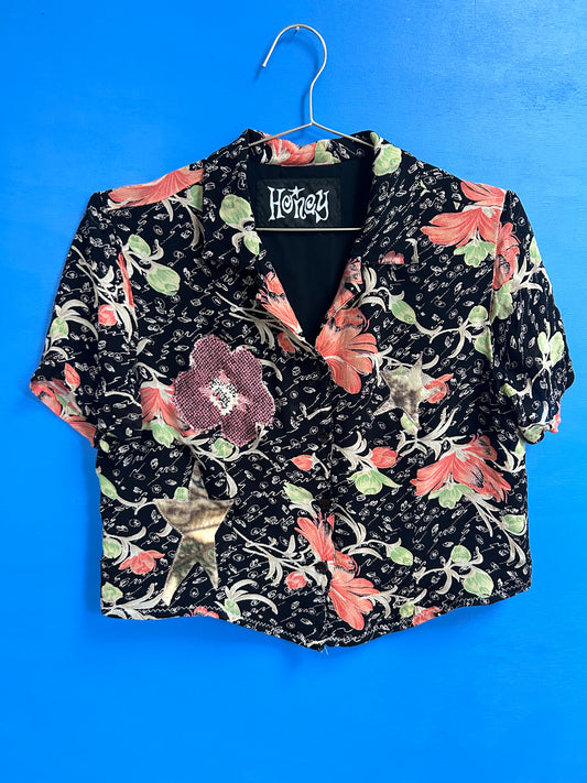 floral patched blouse