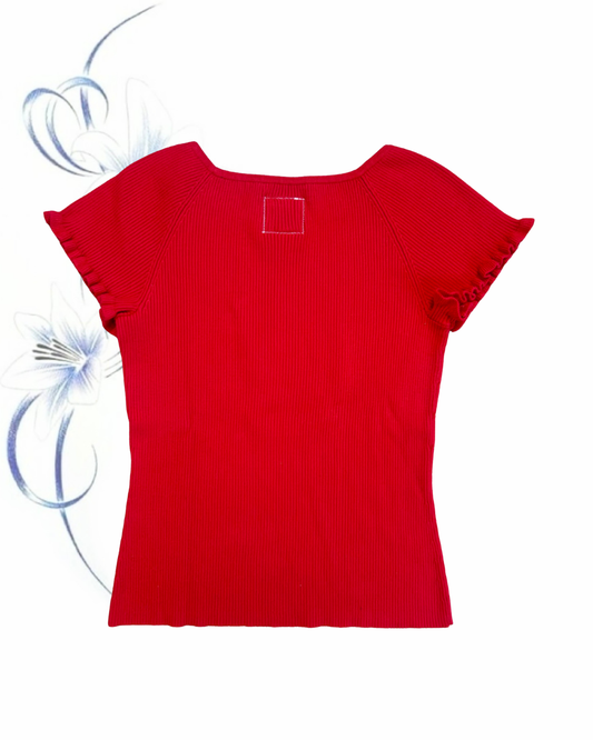 cherry ribbed tee