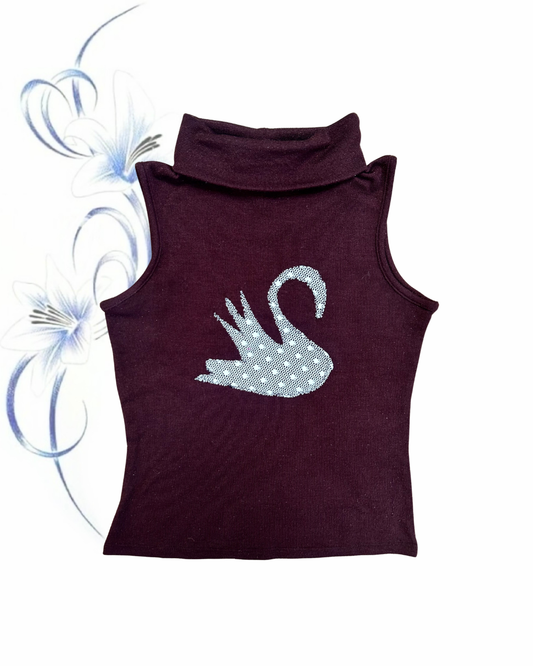 lace swan mock neck