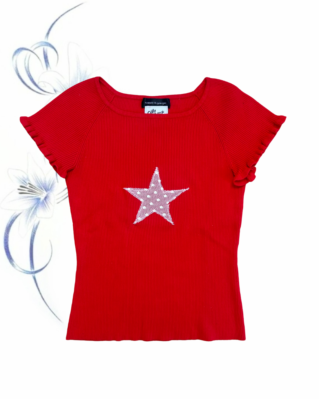 cherry ribbed tee