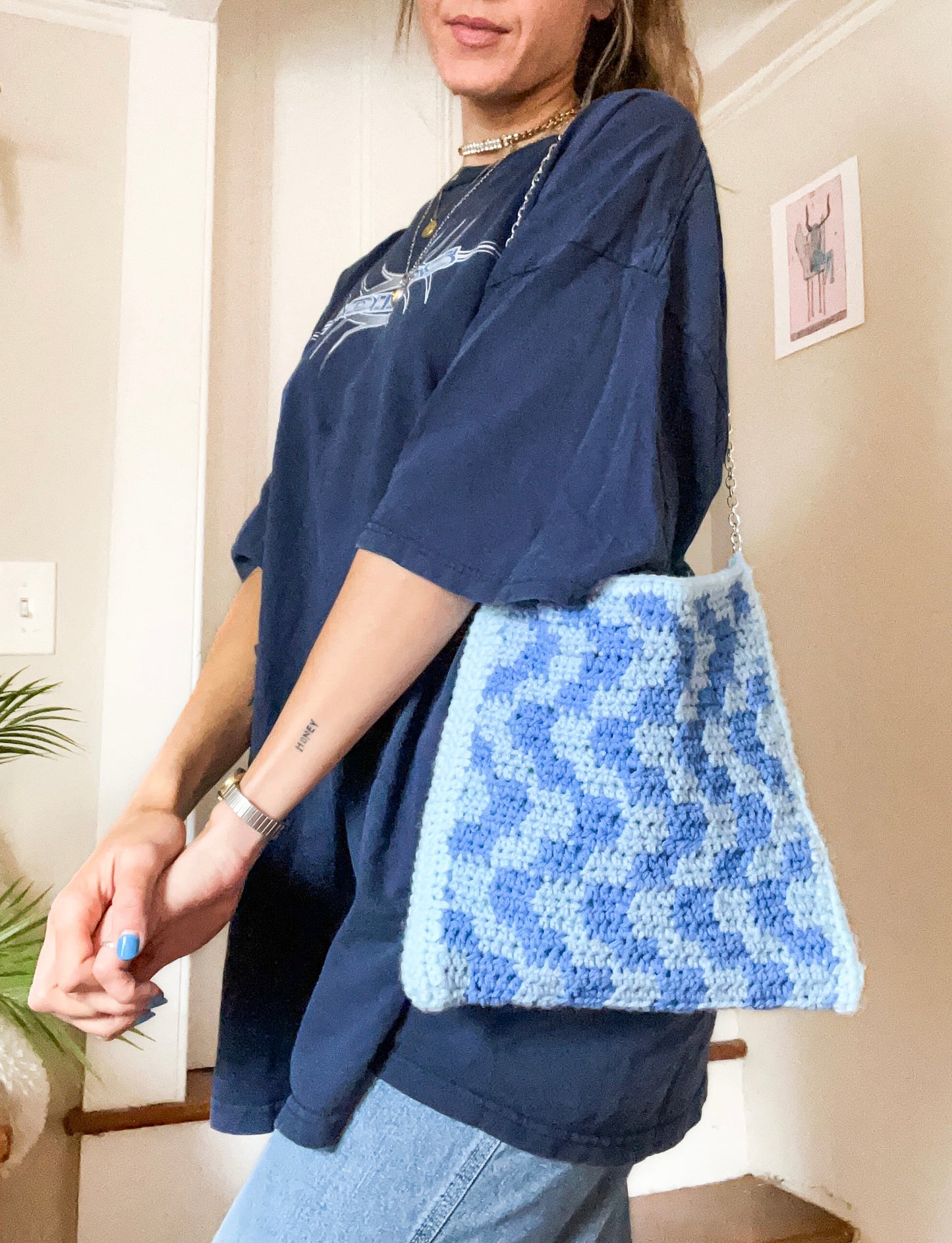 Wavey Blu Crochet Bag