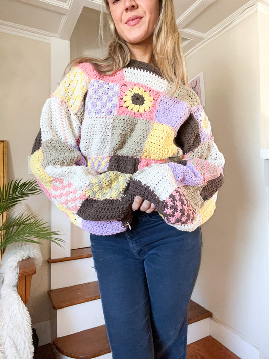 sunny patch crochet sweater
