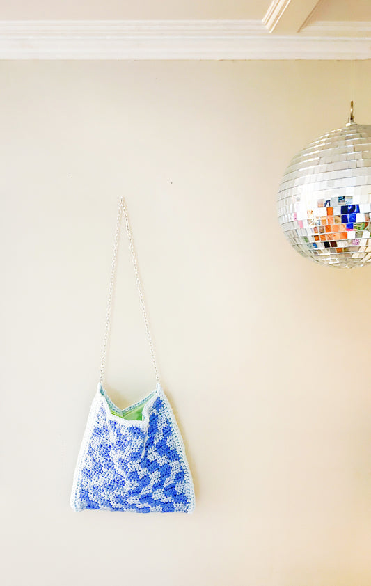 Wavey Blu Crochet Bag